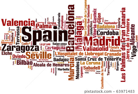 Cities in Spain word cloud 63971483
