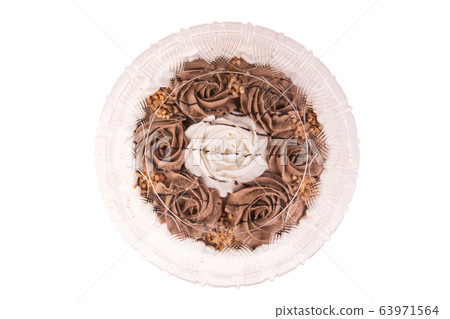 Coffee cake with nuts and cream in the package Coffee cake with nuts and cream in the package 63971564