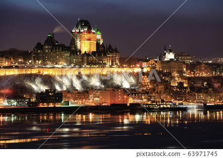 Quebec City skyline at dusk in winter, Canad 63971745