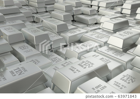 Tin bars, ingots background. 3D rendering 63971843
