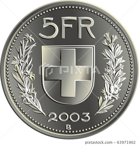 Swiss money 5 Francs silver coin reverse 63971902