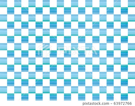 用水彩觸摸繪製的日本傳統圖案市松圖案的背景材料淺藍色 新年賀卡 插圖素材 圖庫