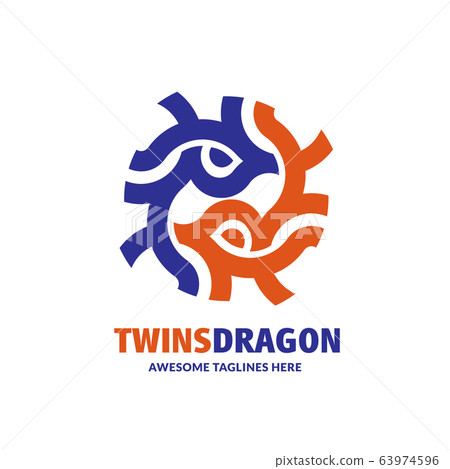 abstract twins dragon circle geometric shape...-插圖素材 [63974596] - PIXTA圖庫