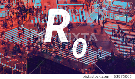 R Nought theme with people crossing an intersection 63975005