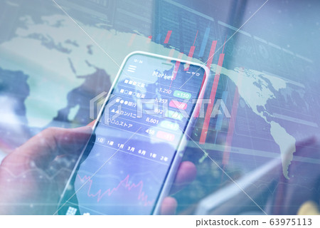 stock prices, stock market chart, smartphone 63975113