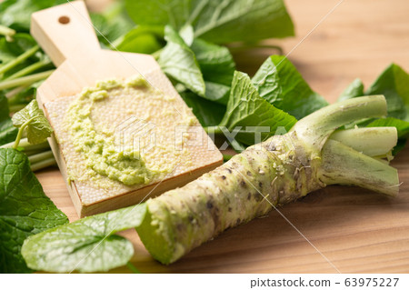 Hon-yamai and wasabi leaves 63975227