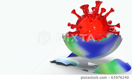 The virus in world crack 3d rendering for medical content. The virus in world crack 3d rendering for medical content. 63976240