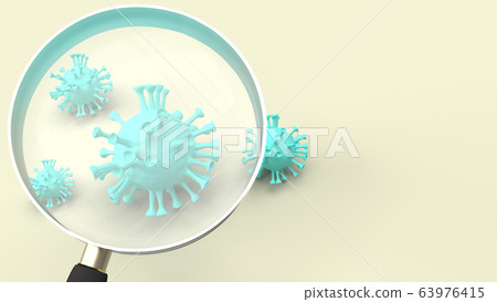 The  Magnifying glass and virus 3d rendering medical content. 63976415