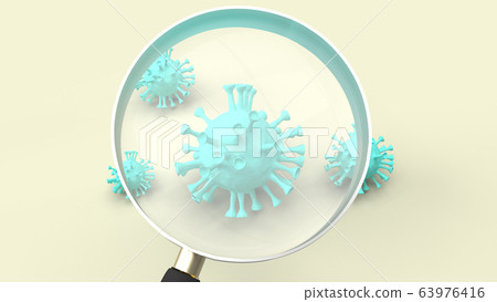 The  Magnifying glass and virus 3d rendering medical content. 63976416