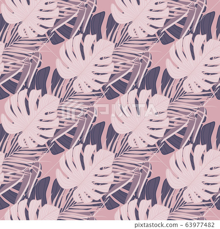 Geometric seamless pattern with tropical leaves on Geometric seamless pattern with tropical leaves on 63977482