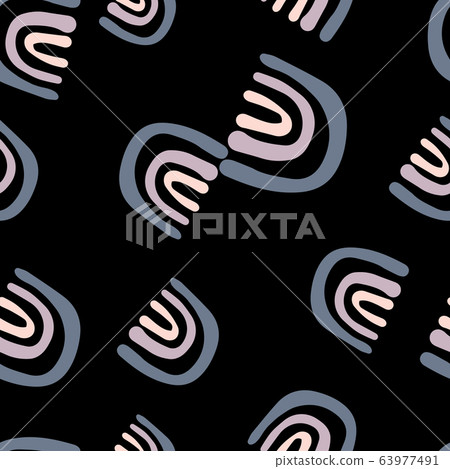 Abstract rainbow doodle seamless pattern on black 63977491