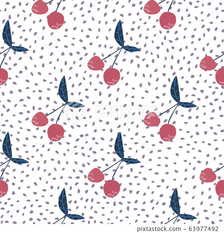Cute cherries wallpaper on dots background. Cherry 63977492