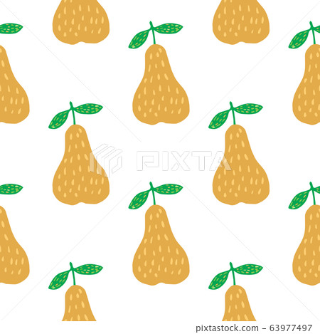 Geometric yellow pears seamless pattern on white 63977497