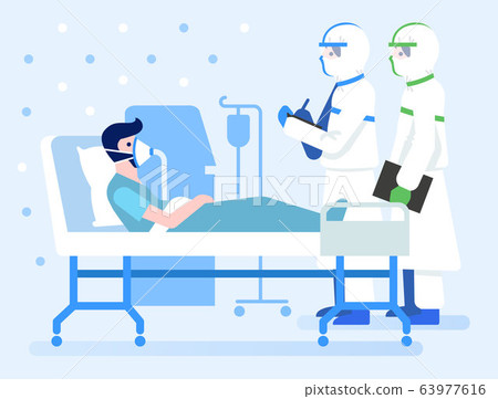 Covid-19 infected patient in the hospital. 63977616