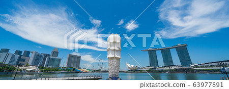Singapore Merlion Park @ Wide Panorama Singapore Merlion Park @ Wide Panorama 63977891