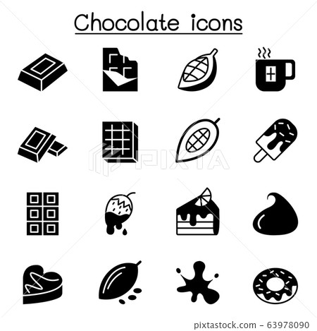 Cacao, Chocolate, Cocoa icon set vector 63978090
