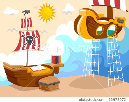 Kids Bedroom Pirate Theme Illustration 63978972