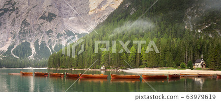 Lago di Braies in National Park Dolomites, Italy 63979619