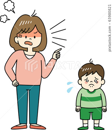 Mother Scolding Child Strongly Stock Illustration