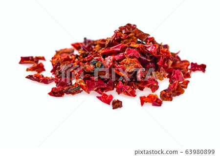 Macro photo with shallow dipth of field of dried chili isolated on white background Macro photo with shallow dipth of field of dried chili isolated on white background 63980899