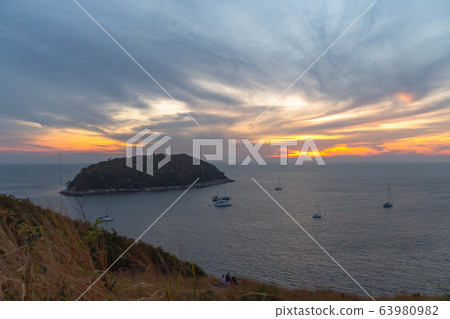 scenery sunset at wind turbine viewpoint. scenery sunset at wind turbine viewpoint. 63980982