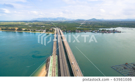 aerial view Sarasin bridge the important route 63981086