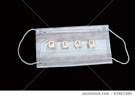 Word fear made of keys on medical mask 63981986