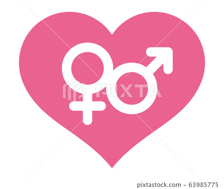 粉紅心形符號和性別符號（男人和女人） 63985775