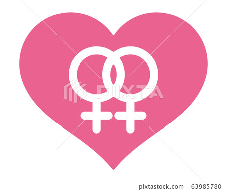 粉紅心形符號和性別符號（女同性戀） 63985780