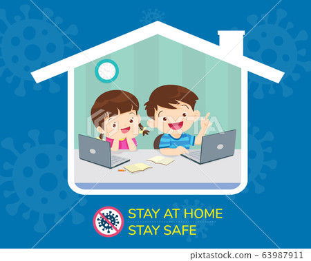 Stay Home Stay Safe For Children Stock Illustration