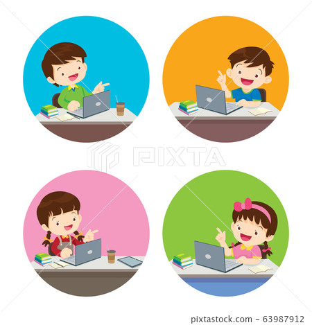 children Boy and Girl using technology gadget in children Boy and Girl using technology gadget in 63987912