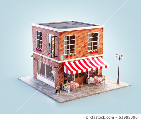 Unusual 3d illustration of a cozy cafe 63988396