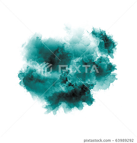 Artistic painting in shades of green and blue. Colorful paint splashes. Modern abstract art. 63989292