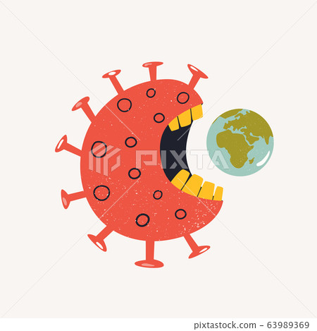 Coronavirus monster eating planet. Dangerous virus Coronavirus monster eating planet. Dangerous virus 63989369