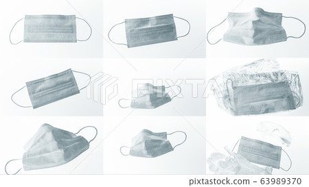 Set of 9 simple medical mask. 63989370