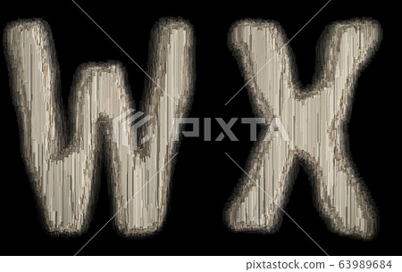 Set of industrial metal alphabet letter W and X 3D Set of industrial metal alphabet letter W and X 3D 63989684