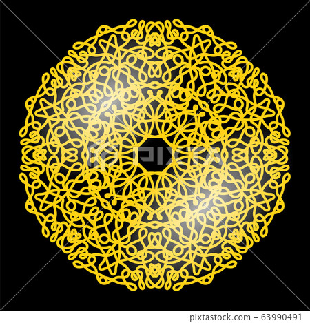 Gold Frame Isolated on White Background. Yellow Metallic Circle. Retro Luxury Gold Frame Isolated on White Background. Yellow Metallic Circle. Retro Luxury 63990491