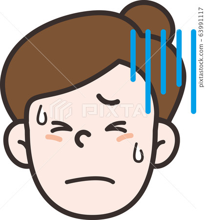 Woman front face cold sweat 63991117