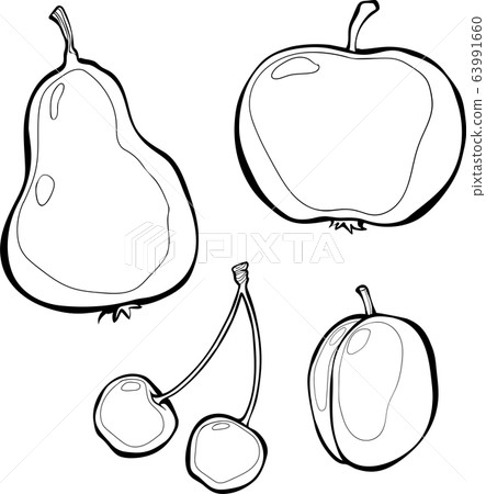 Fruits. Vector set of fruits at line art style Fruits. Vector set of fruits at line art style 63991660