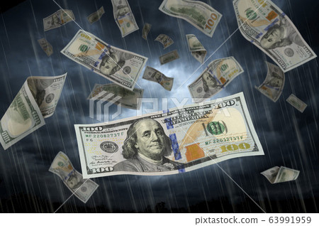 下降100美元的鈔票 63991959