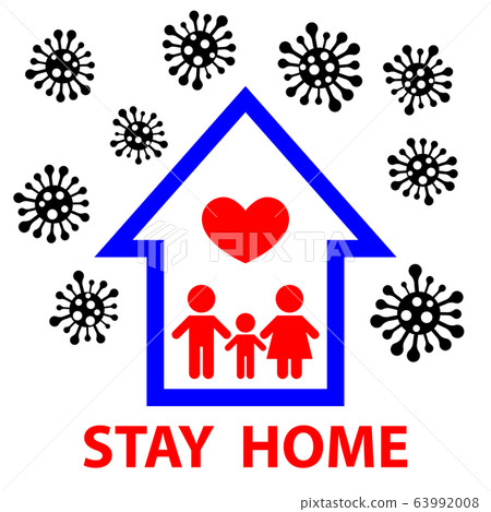 Stay home vector banner template. Icon of family Stay home vector banner template. Icon of family 63992008