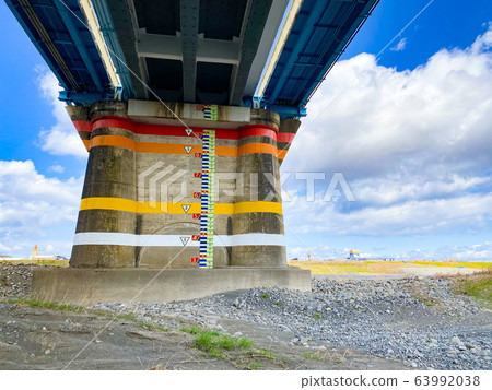 Water level gauge of Naga River, Tokushima Prefecture. 63992038