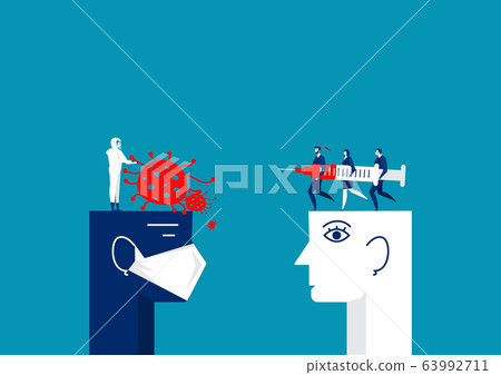 team business holding big injection across fighting virus corona vector. 63992711