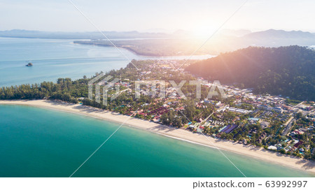 Aerial from drone, Landscape of Klong Dao Beach at Aerial from drone, Landscape of Klong Dao Beach at 63992997