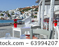 Outdoor restaurant with sea view. Greece vacation 63994207