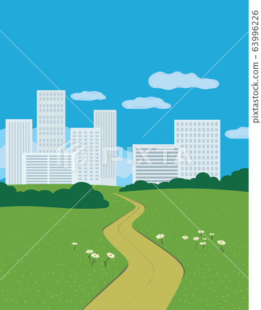 Summer city park flat color vector poster Summer city park flat color vector poster 63996226