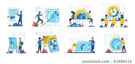 Deadline. Cartoon panic office workers planning and working overtime in stress conditions at deadline. Vector business people under pressure Deadline. Cartoon panic office workers planning and working overtime in stress conditions at deadline. Vector business people under pressure 63996318