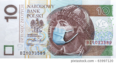 Polish 10 zlotych printed during Coronavirus pandemic. National Bank of Poland prints huge amount of money to save Polish economy and prevent country from recession. Ten Polish zlotych Polish 10 zlotych printed during Coronavirus pandemic. National Bank of Poland prints huge amount of money to save Polish economy and prevent country from recession. Ten Polish zlotych 63997120