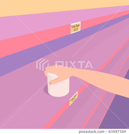 Empty shelves in a supermarket in crisis.  63997384