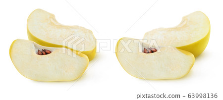 Two isolated quince pieces Two isolated quince pieces 63998136